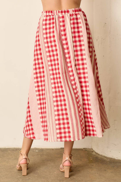 Poppy Skirt in Red/Ivory- Plus (1X-3X)