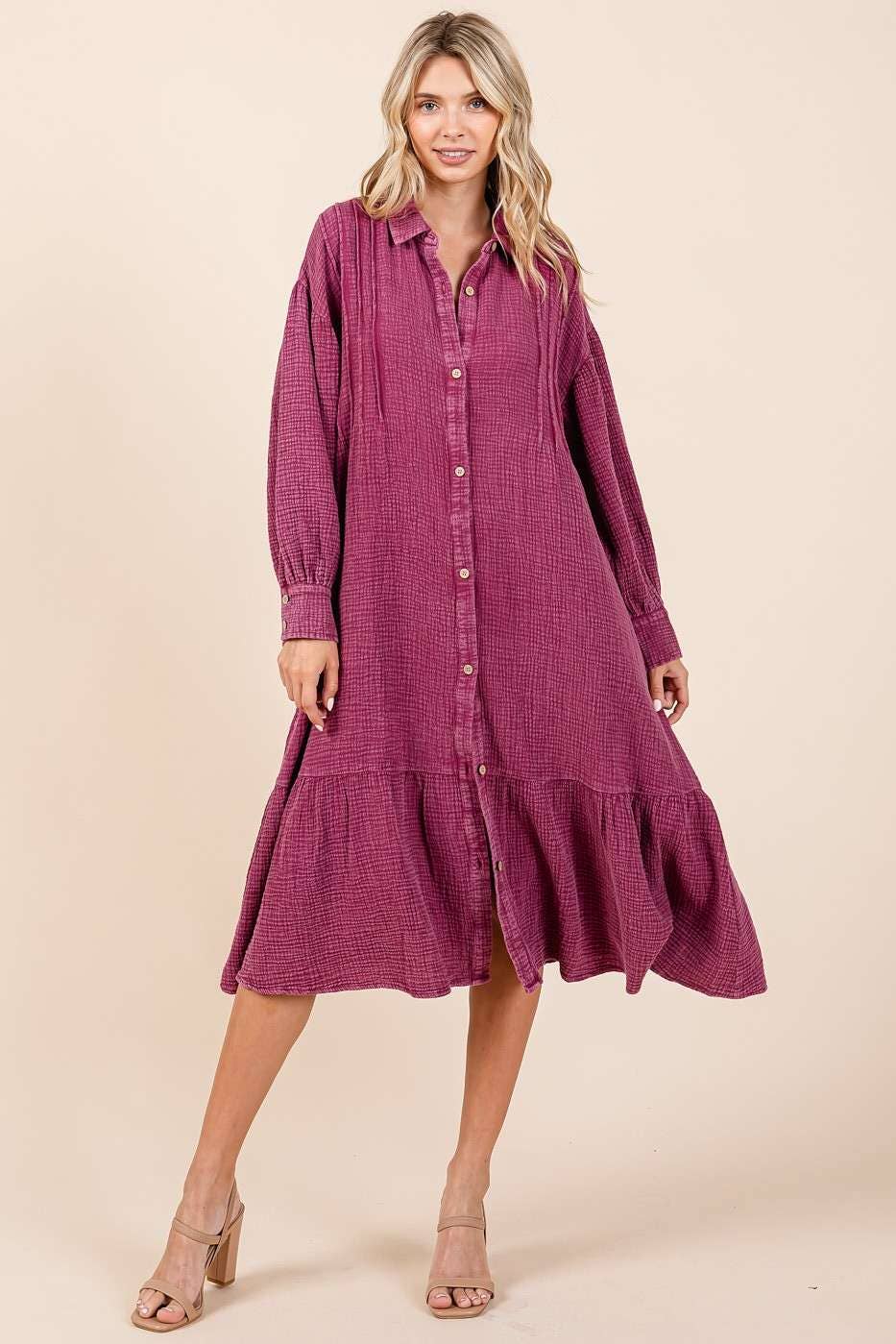 Zinnia Dress in Raspberry- Misses (S/M,M/L)