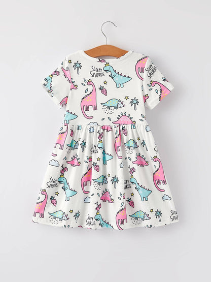 Dino Dress in Pastel Multi- Girls (6-8/9)