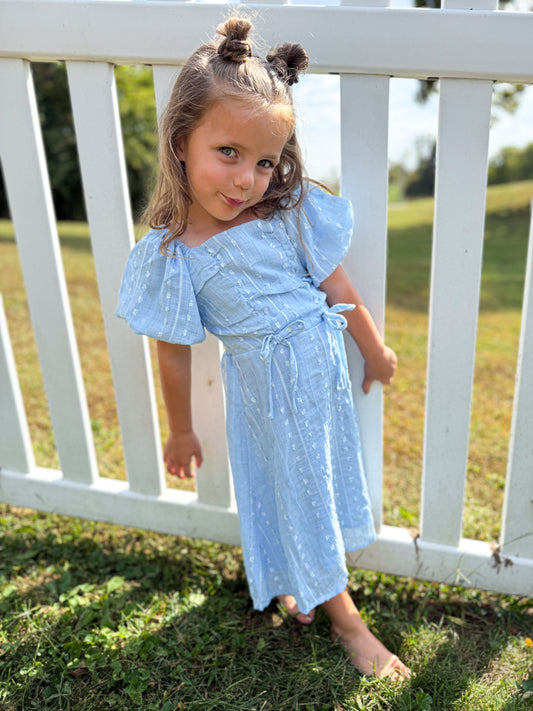 Saylor Dress in Soft Blue- Girls/Tween (2T-12)