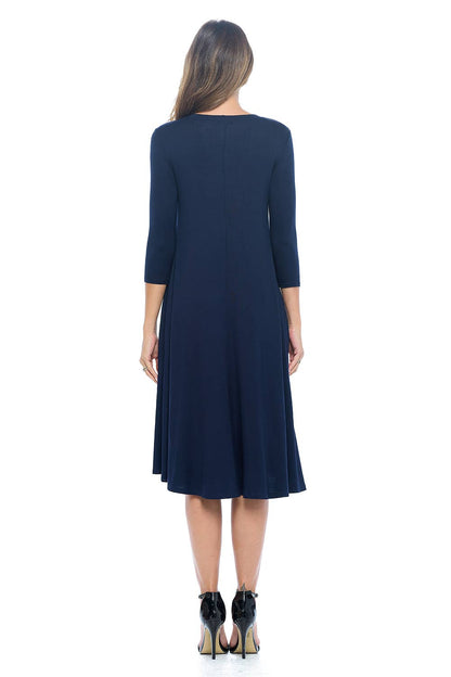 Swing Trapeze Dress in Navy- Misses (M-XL)