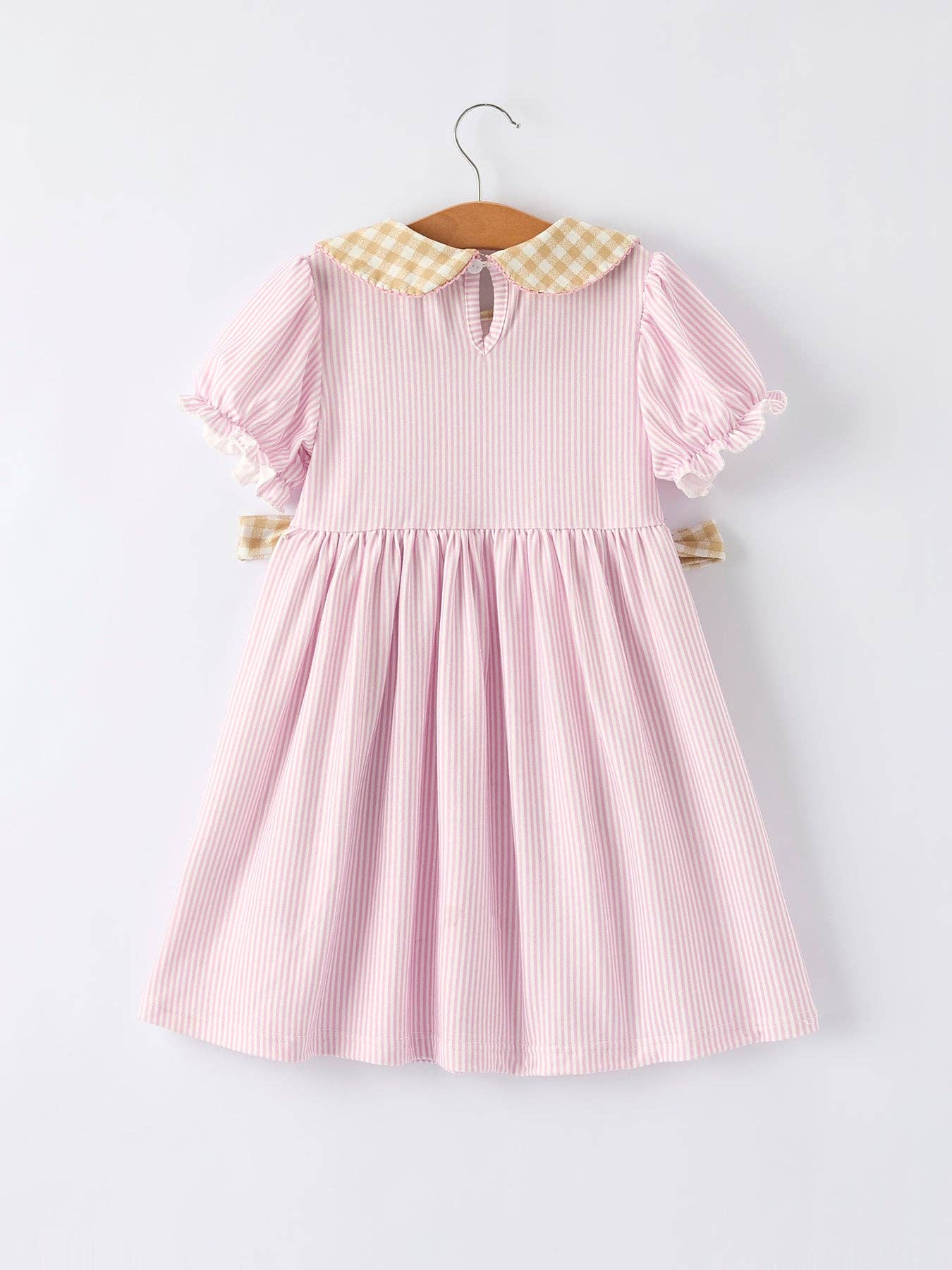 Farm Horse Bow Dress in Pink Stripes- Girls (2-7)