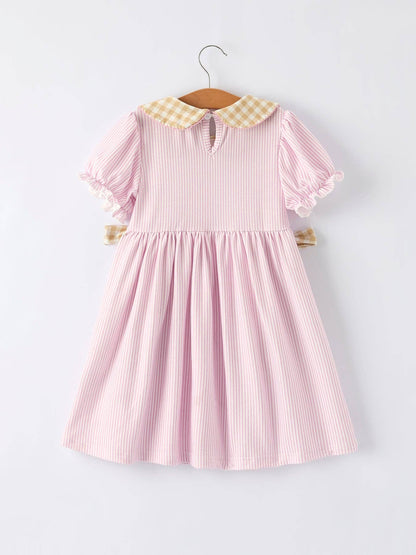 Farm Horse Bow Dress in Pink Stripes- Girls (2-7)