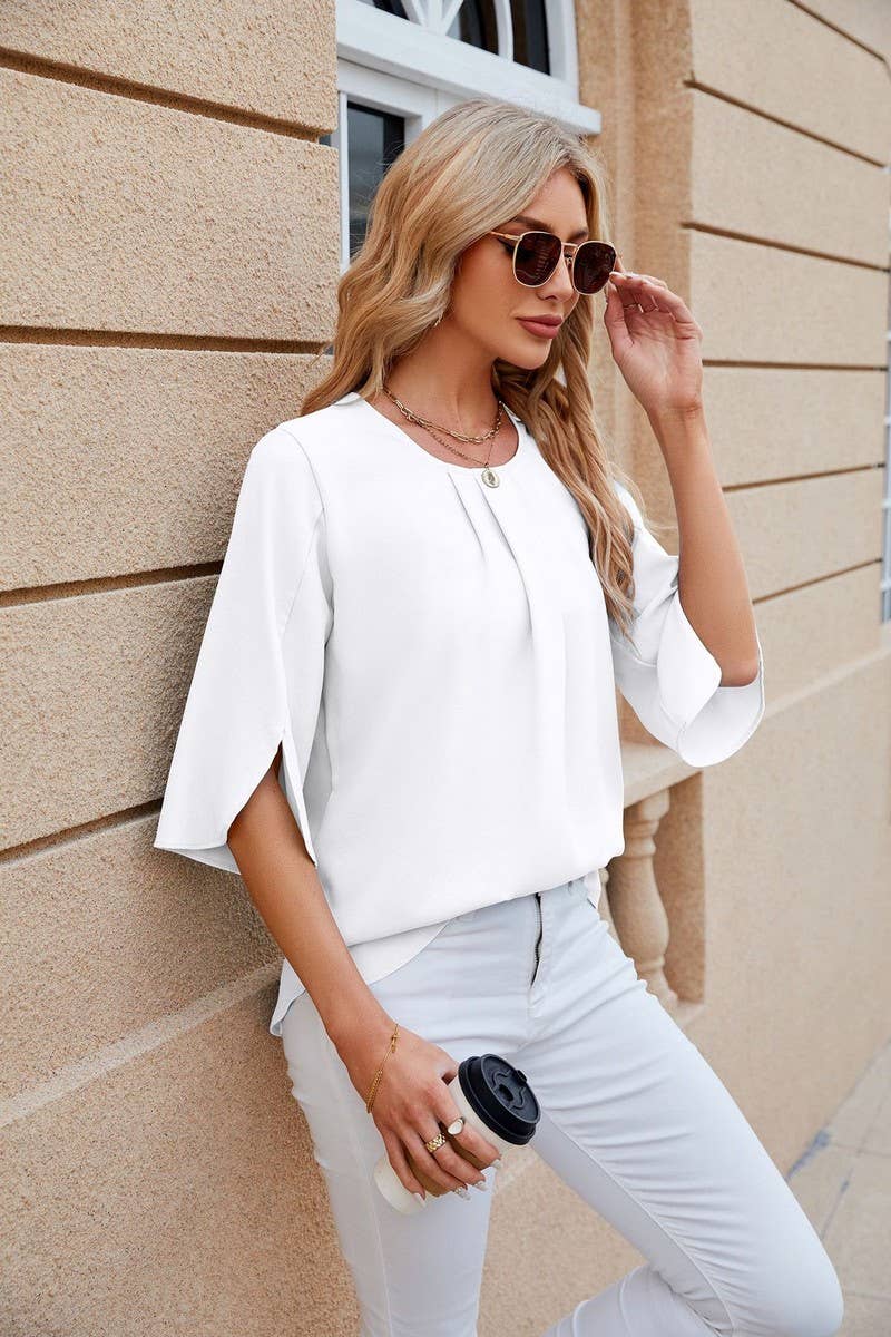 Sutton Top in White- Misses (S-XL)