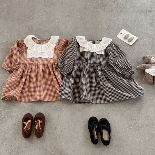 Classic Plaid Girls Dress in Red- Infant Girls (6M-24M)