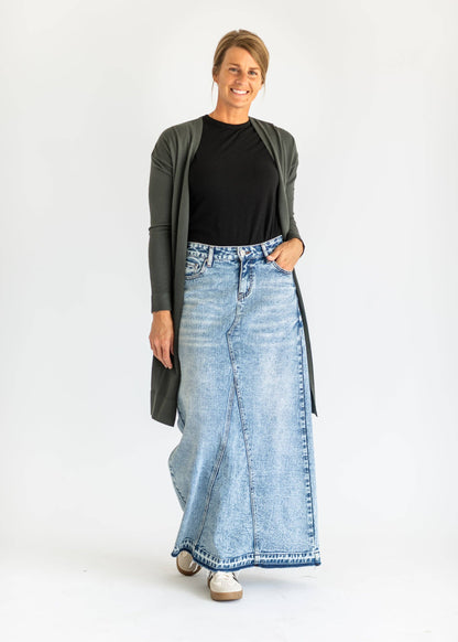 Mina Denim Maxi Skirt in Denim- Misses (2,10)