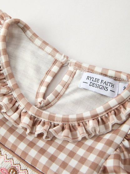 Gingerbread and Bows Dress in Brown- Girls (2-6)