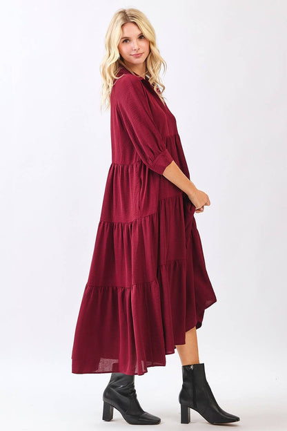 Soraya Dress in Port- Misses (S-L)