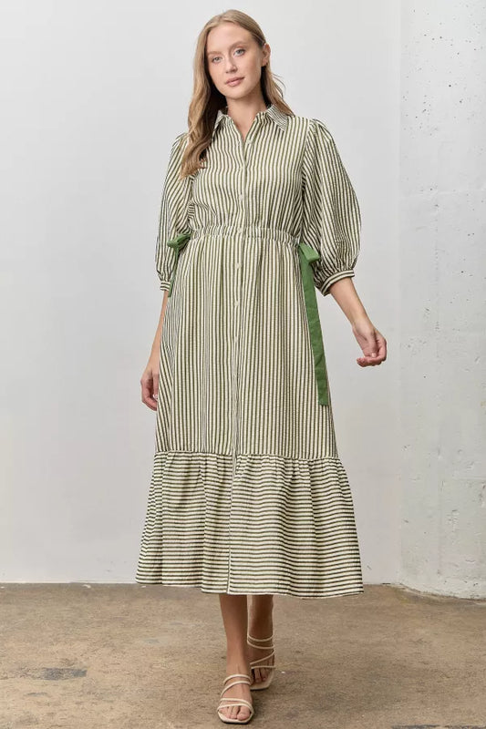 Willow Lane Dress in Olive/Cream- Misses & Plus (S-3X)