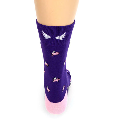 Flying Pig Socks in Plum- Men's Accessories