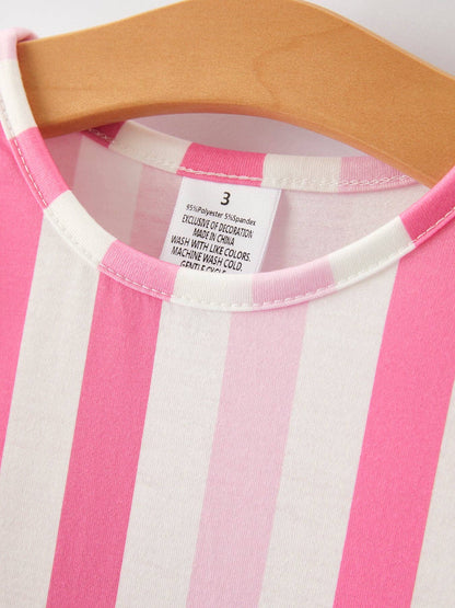 Oakley Dress in Pink & White Stripes- Tween (7-10/12)
