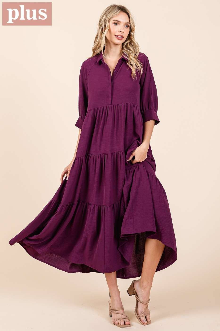 Soraya Dress in Magenta- Misses and Plus (XL-2X)