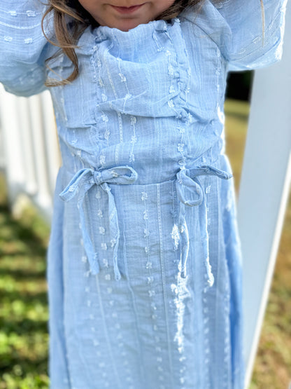Saylor Dress in Soft Blue- Girls/Tween (2T-12)