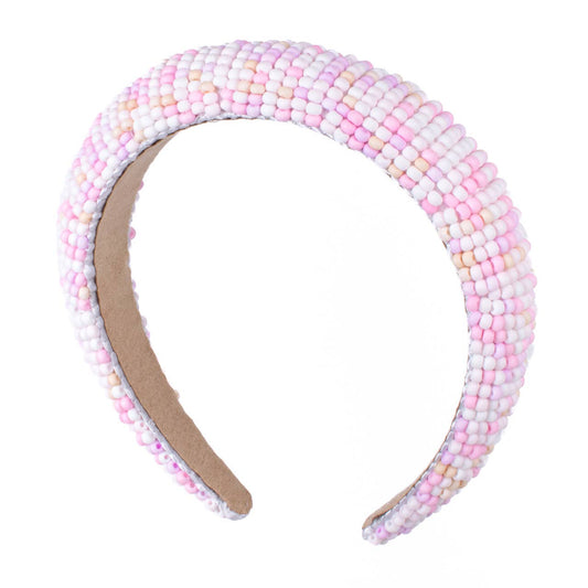 Bead Padded Headband in Pink- Accessories