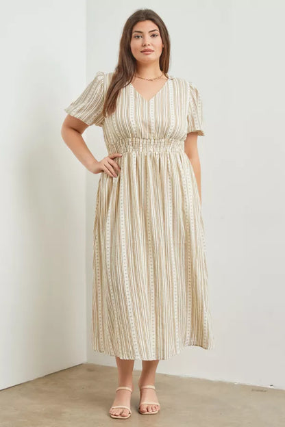 Siena Dress in Natural- Plus (1X-3X)