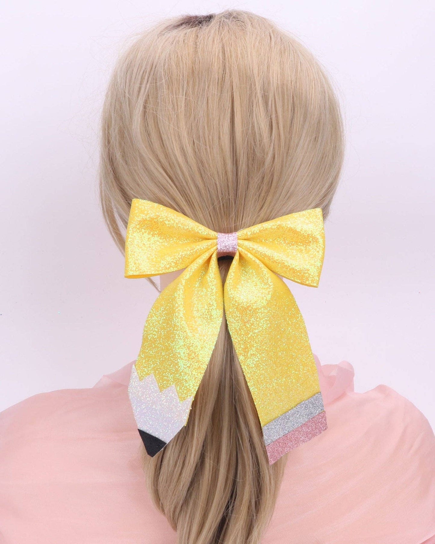 Back to School Sequin Bow in Yellow- Girls Hair Accessories