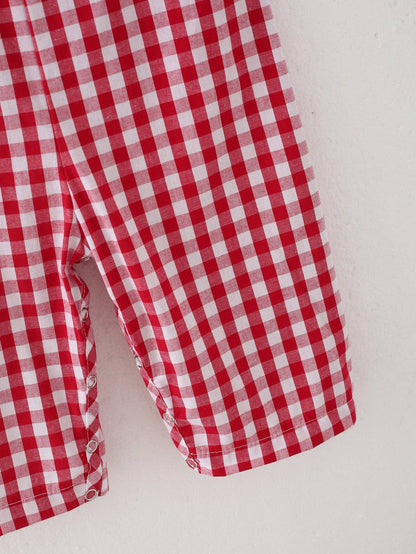 Christmas Tree Smocking Boys Romper in Red- Infant Boys (3M-18M)