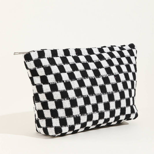 Plaid Wash Bag in Black- Accessories
