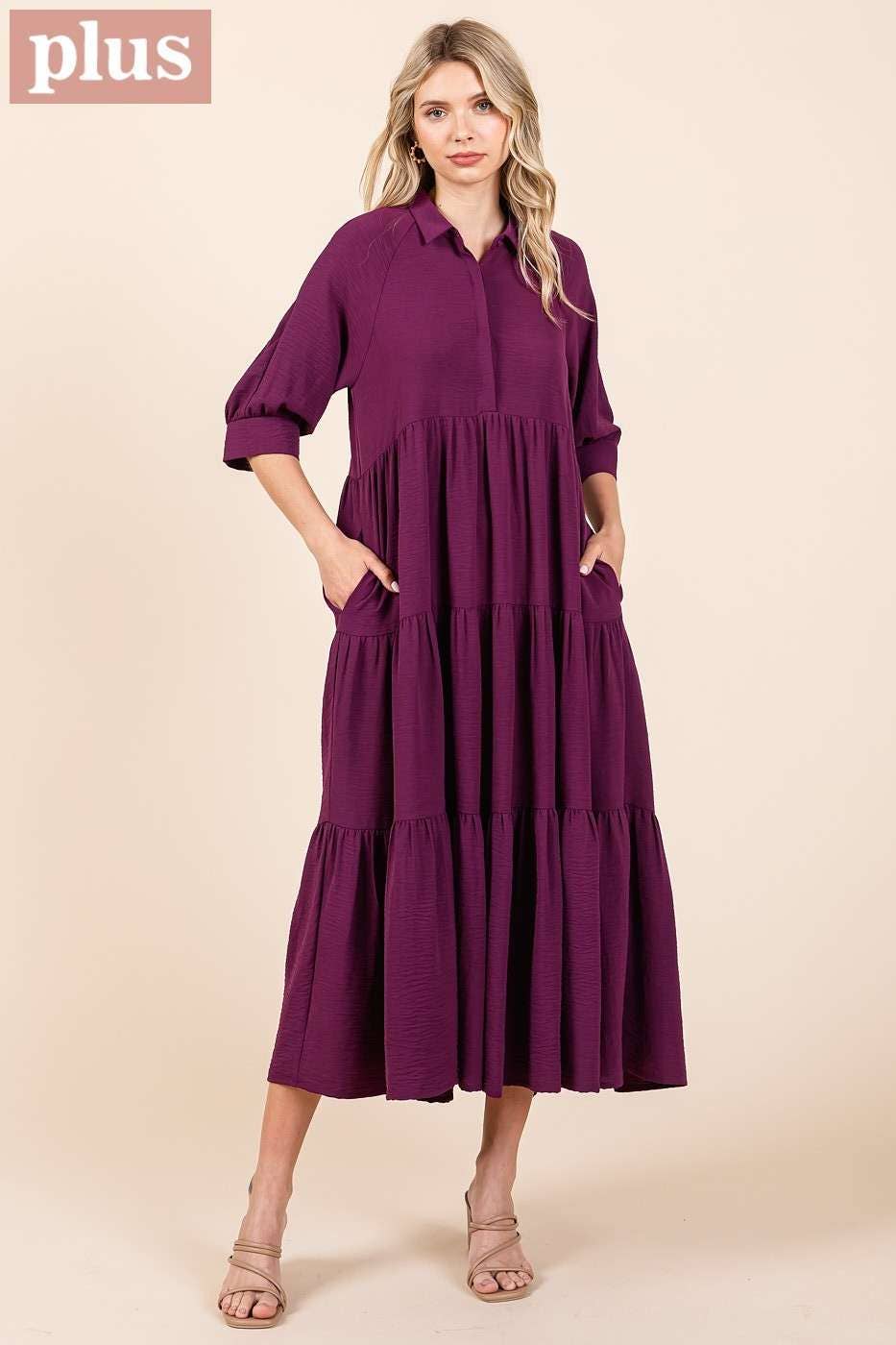 Soraya Dress in Magenta- Misses and Plus (XL-2X)