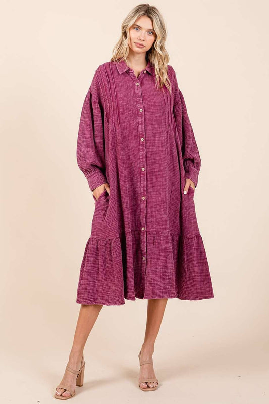 Zinnia Dress in Raspberry- Misses (S/M,M/L)