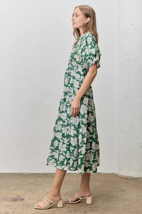 Magnolia Grove Dress in Green/Ivory- Misses (S-XL)  Darlin's Modest Wear