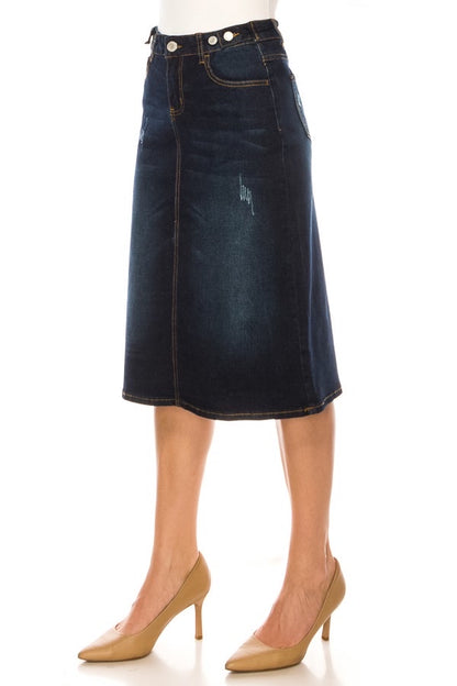 Danielle Denim Skirt in Dark Indigo- Misses & Plus (S-3X)