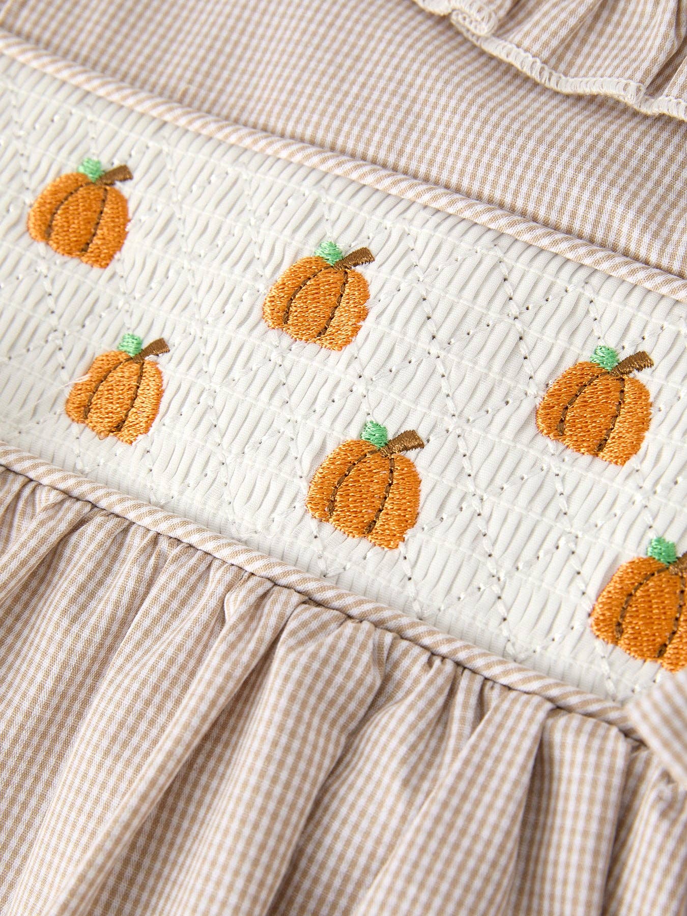 Pumpkin Patch Smocked Dress in Tan- Girls (2-7)