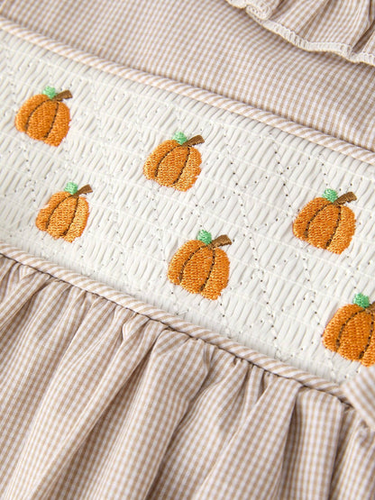 Pumpkin Patch Smocked Dress in Tan- Girls (2-7)