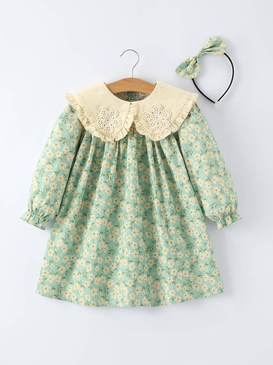 Linnea Dress with Matching Headband in Spring Floral- Girls (2-7)