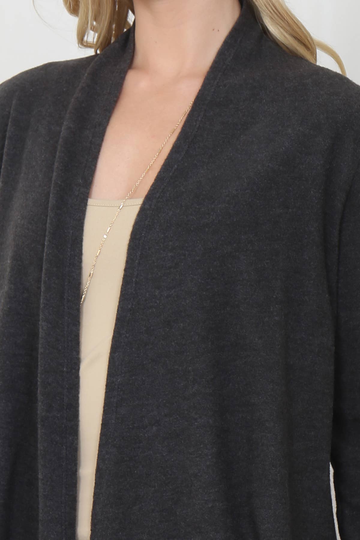 Sweater Brush Cardigan in Charcoal 2Tone- Misses (S)