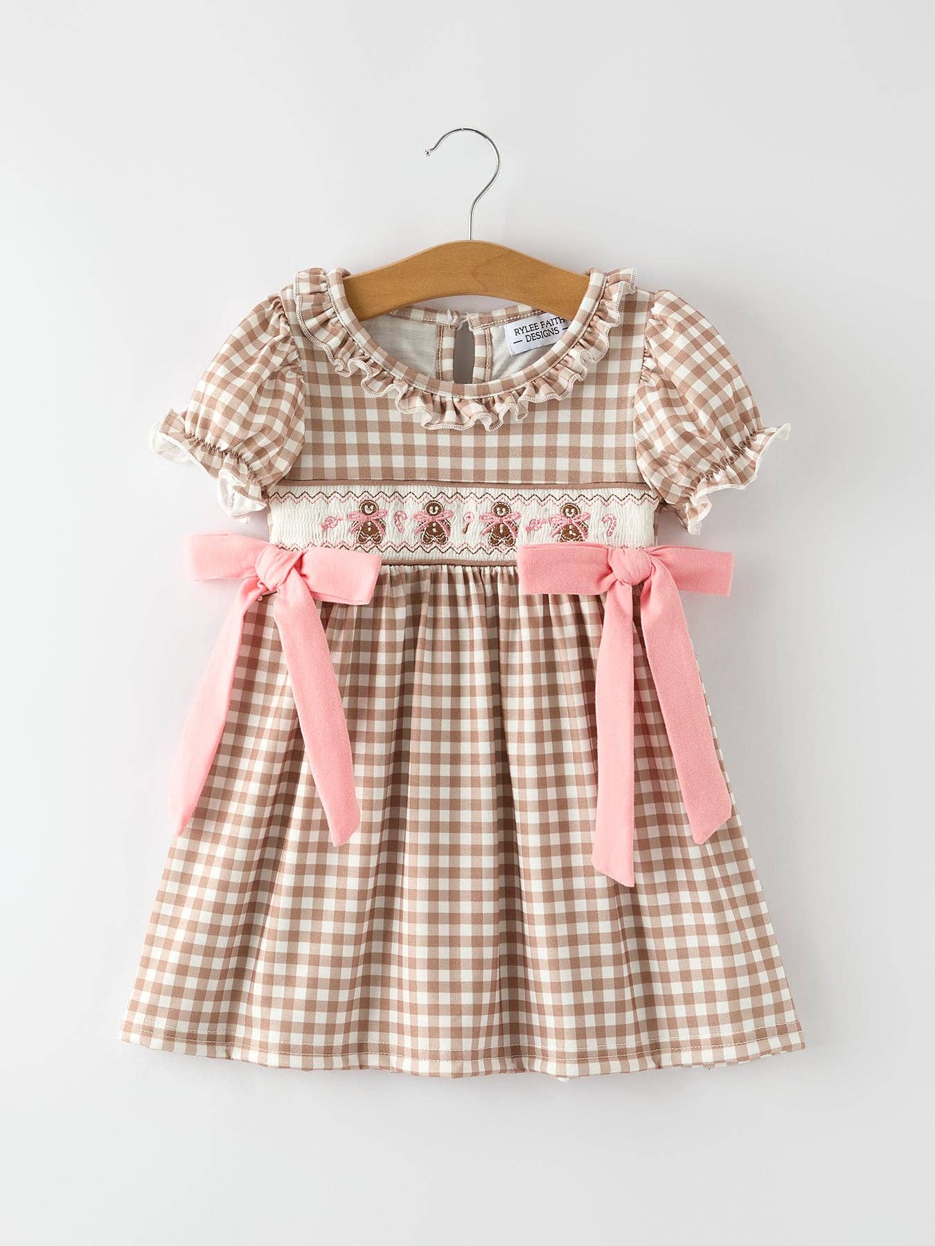 Gingerbread and Bows Dress in Brown- Girls (2-6)