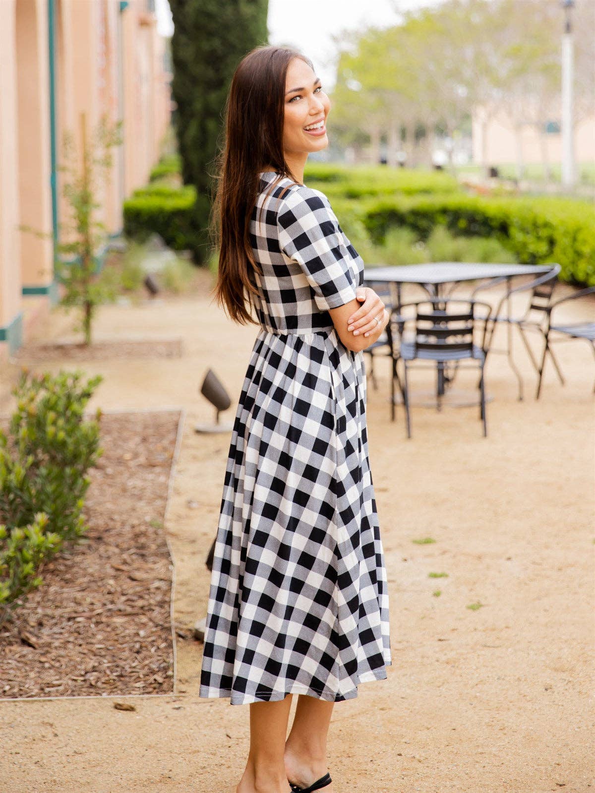 Blakely Dress in Black/White- Misses (M,XL)