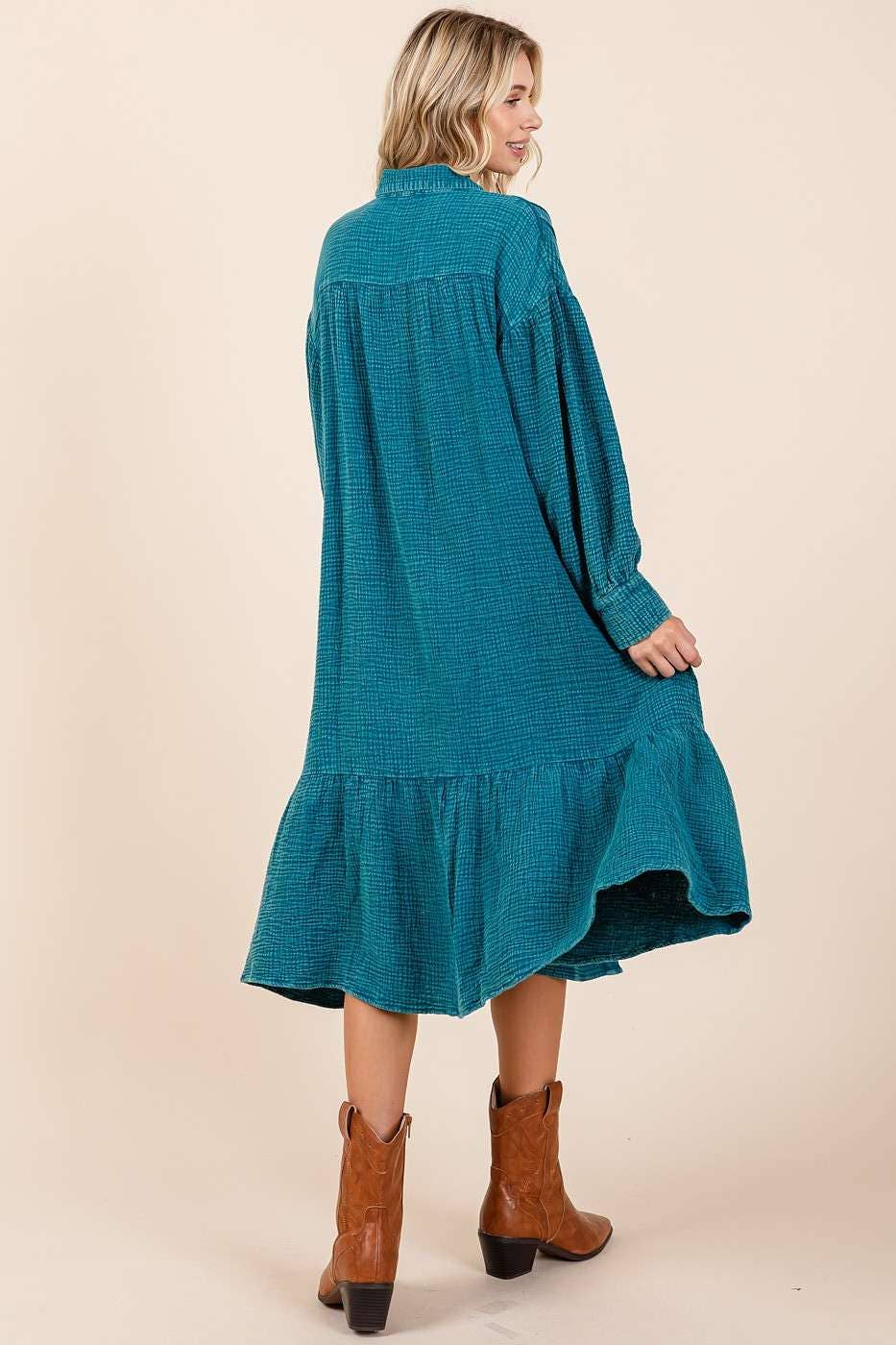 Zinnia Dress in Topaz Blue- Misses (S/M,M/L)