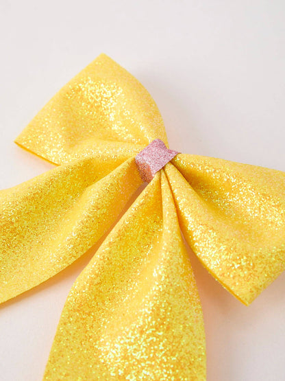 Back to School Sequin Bow in Yellow- Girls Hair Accessories