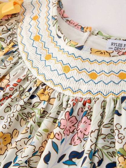 Goldie Dress in Gold Multi- Girls (2-6)