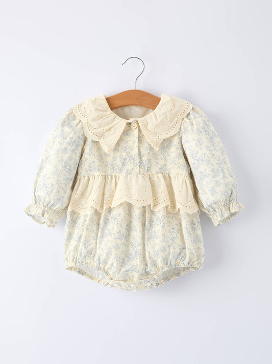 Vintage Lace Romper in Ivory- Infant Girls (6M-24M)