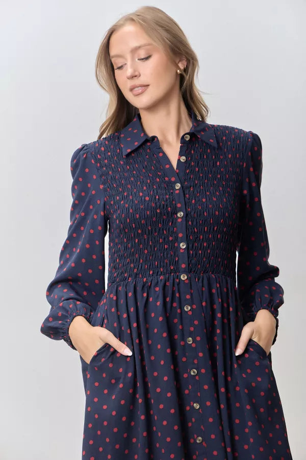 Willa Dress in Navy/Red- Misses and Plus (S-3X)