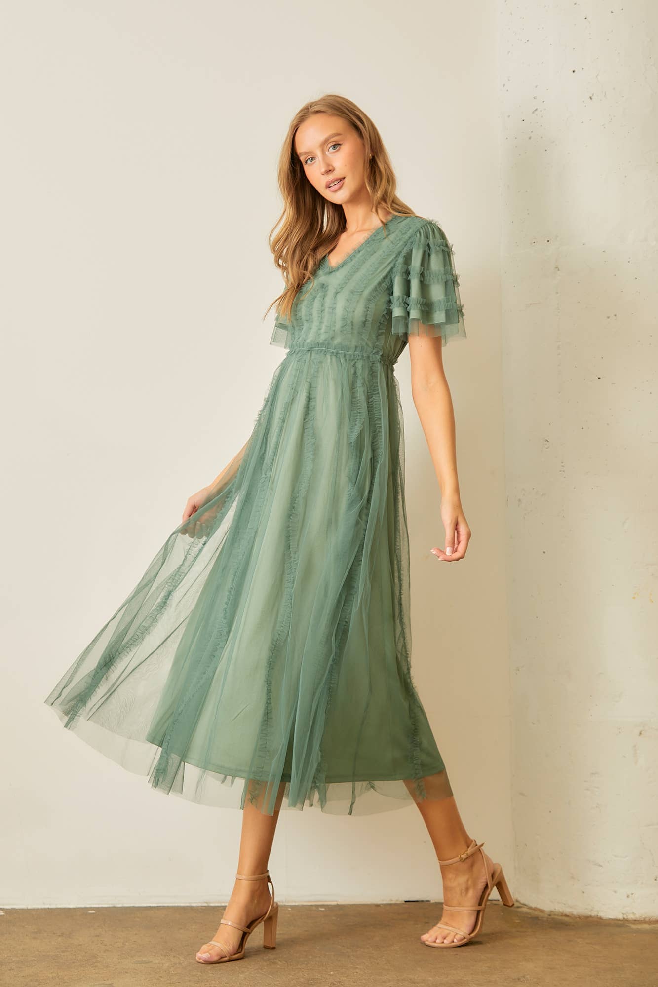 Regency Dress in Dusty Teal- Misses and Plus (S-L, 2X-3X)