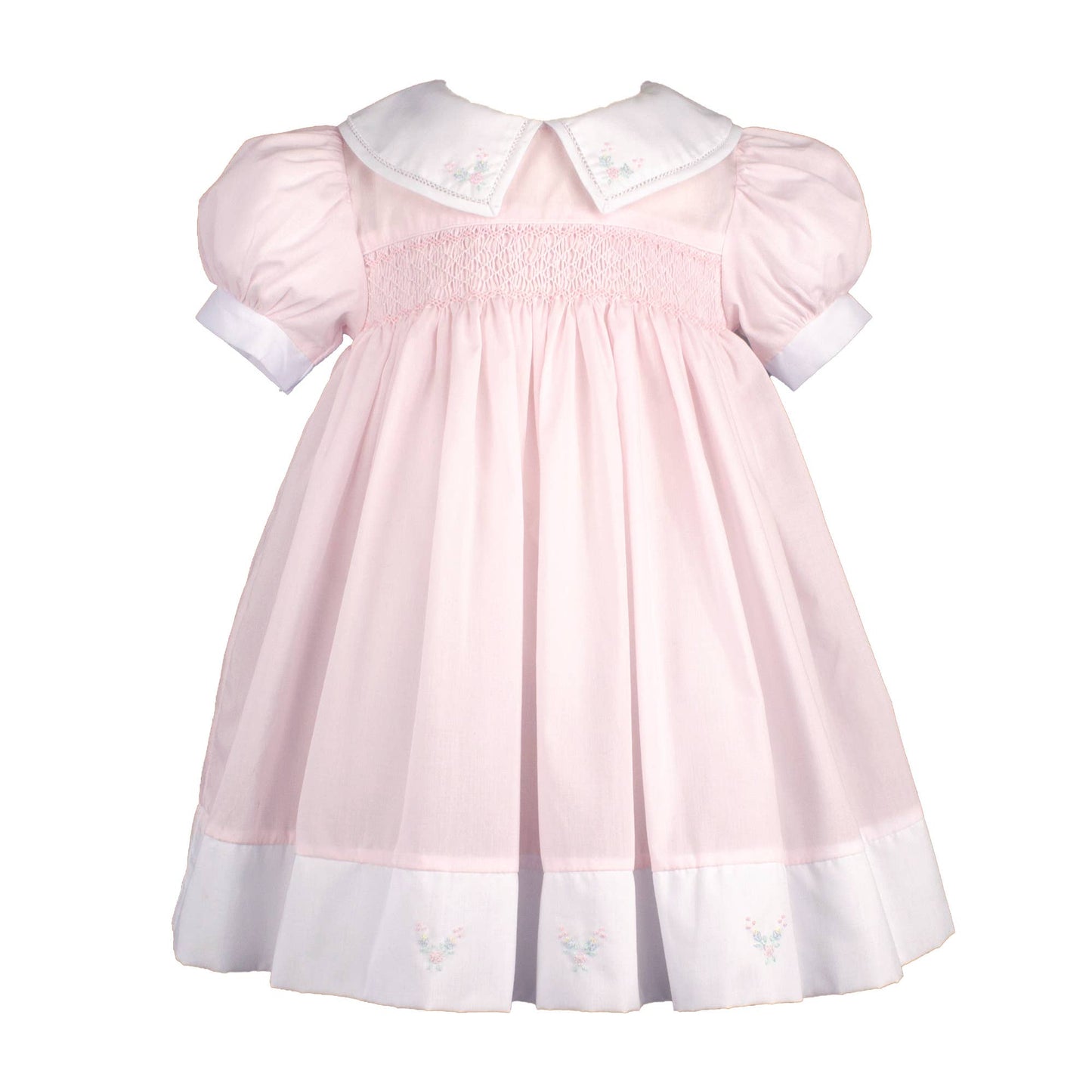 Split Collar Smocked Dress in Pink- Infant Girls (12M)