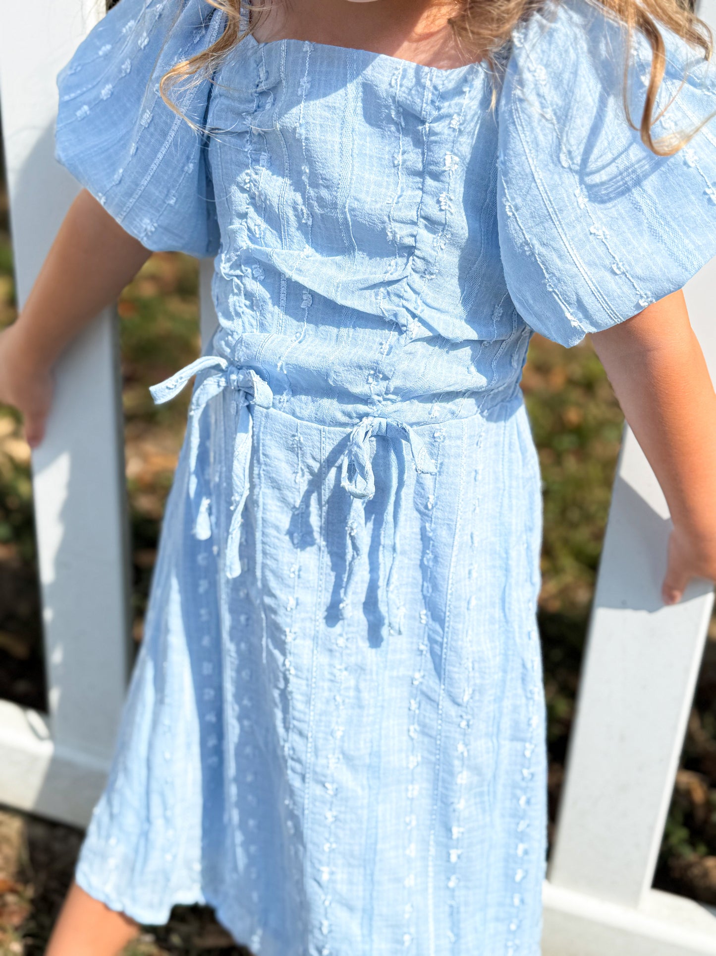 Saylor Dress in Soft Blue- Girls/Tween (2T-12)