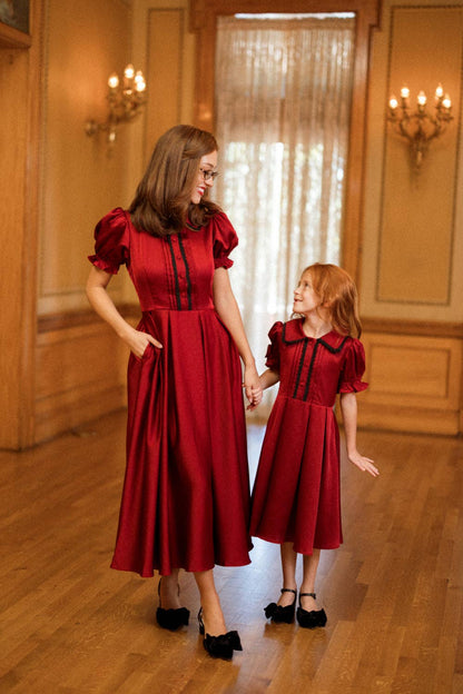*PREORDER* Mini Sophia Dress in Garnet- Girls (2T-13/14)