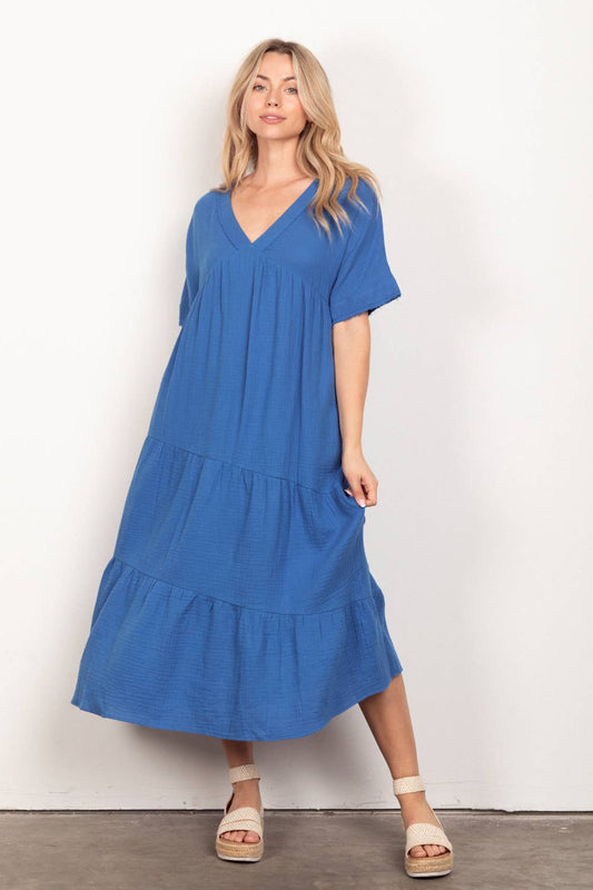 Madilyn Dress in Royal Blue- Misses (S-L)