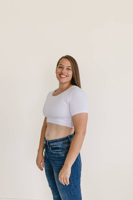 Boyfriend Halftee in White- Misses & Plus