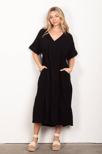 Madilyn Dress in Black- Misses (S-L)