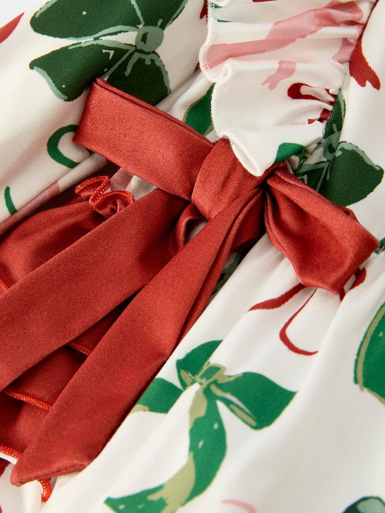 Christmas Bow Romper in Ivory- Infant Girls (3M-18M)