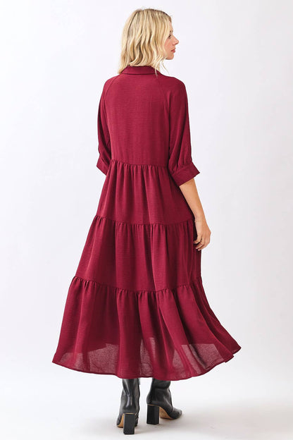 Soraya Dress in Port- Misses (S-L)