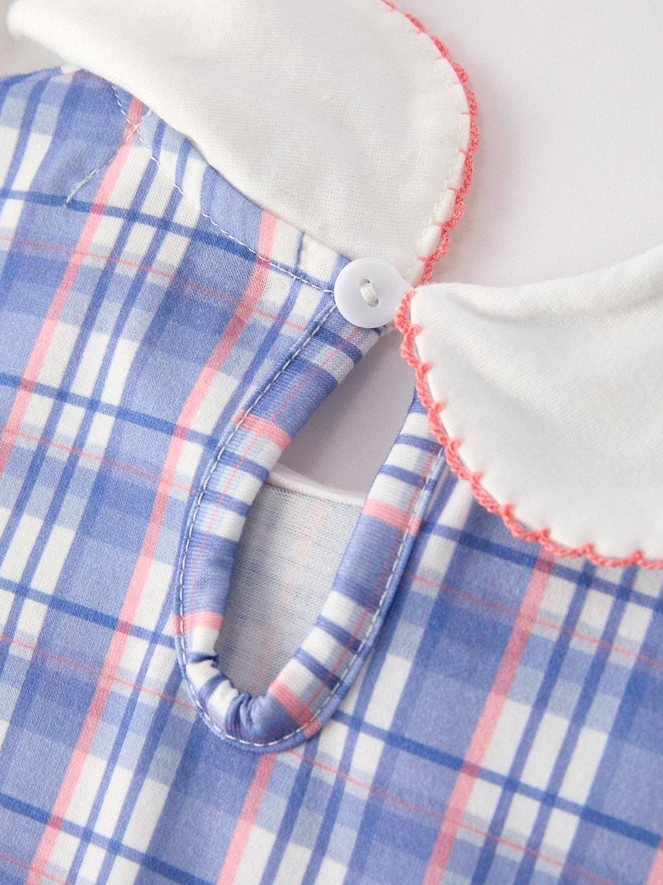Apple Appliqué Check Dress in Blue- Girls (2-7)