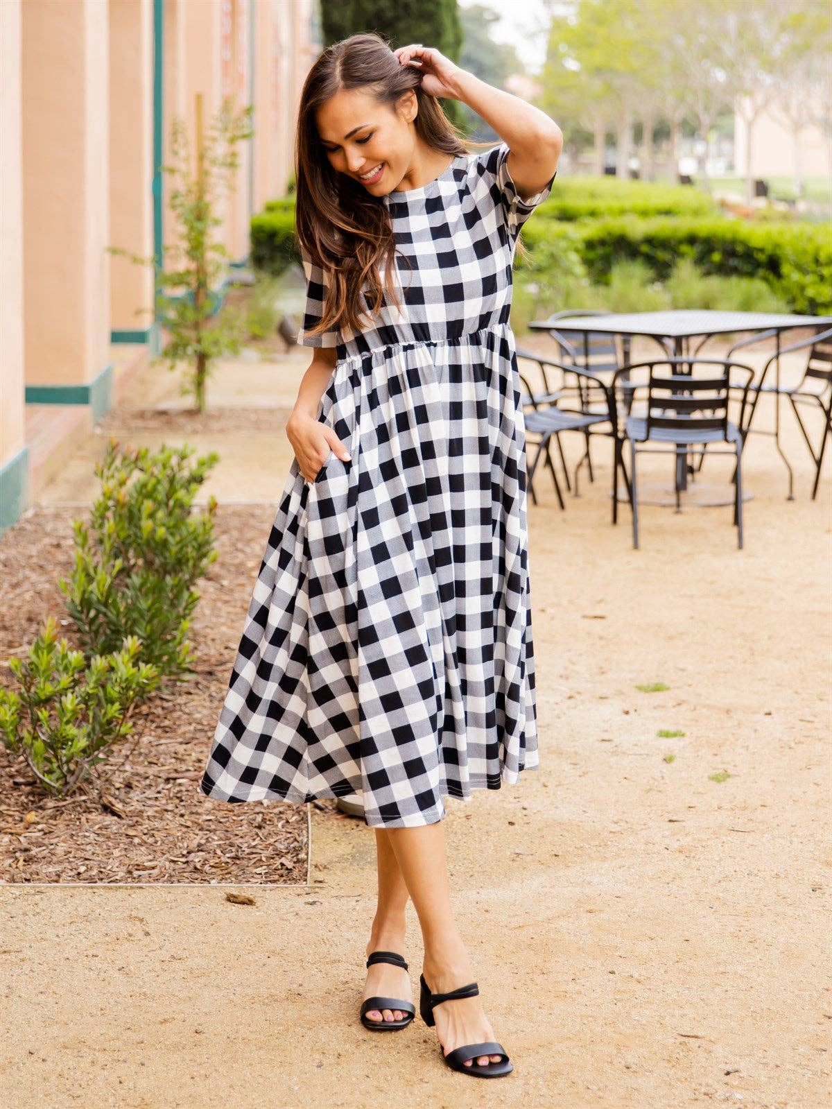 Blakely Dress in Black/White- Misses (M,XL)