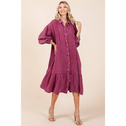 Zinnia Dress in Raspberry- Misses (S/M,M/L)
