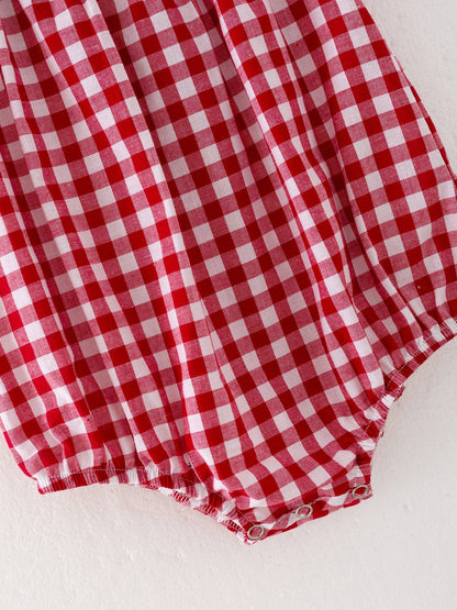 Christmas Tree Smocking Romper in Red- Girls (3M-18M)